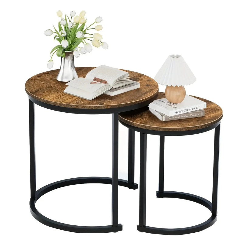Coffee Table - Wood Grain Wooden Round by House Of Avana
