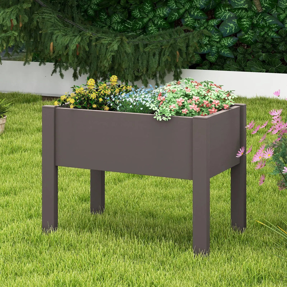 53L Raised Bed Grow Box Self-Watering Planter Box Stand with Water Level Monitor