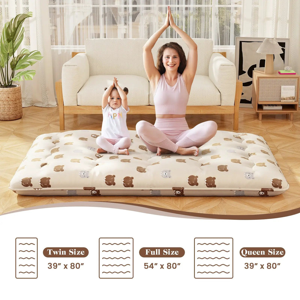 Foldable Futon Mattress with Washable Cover and Carry Bag for Camping, photo 5 of 11