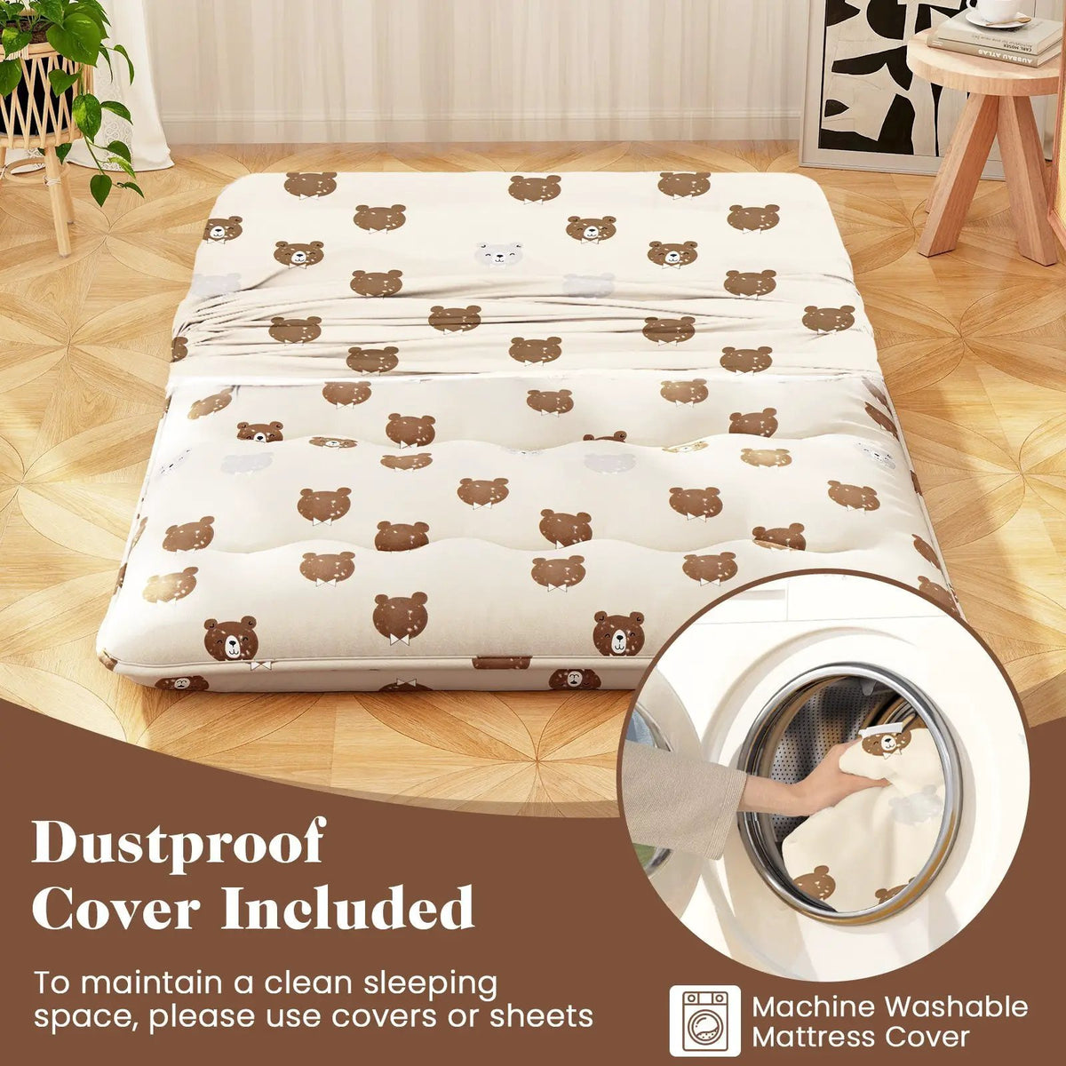 Foldable Futon Mattress with Washable Cover and Carry Bag for Camping, photo 6 of 11