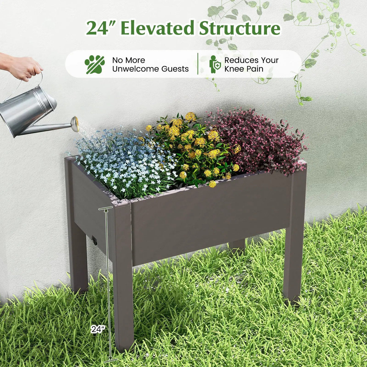 53L Raised Bed Grow Box Self-Watering Planter Box Stand with Water Level Monitor, photo 6 of 7