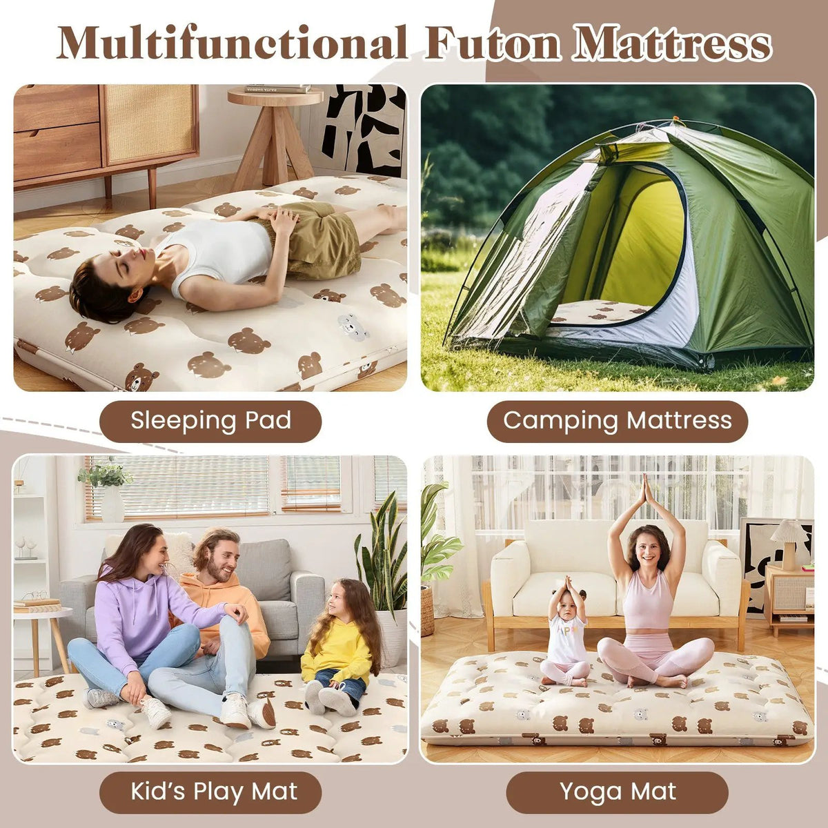 Foldable Futon Mattress with Washable Cover and Carry Bag for Camping, photo 8 of 11