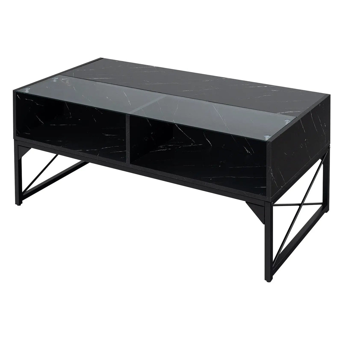Center Table with Faux Marble and Tempered Glass Top, photo 3 of 9