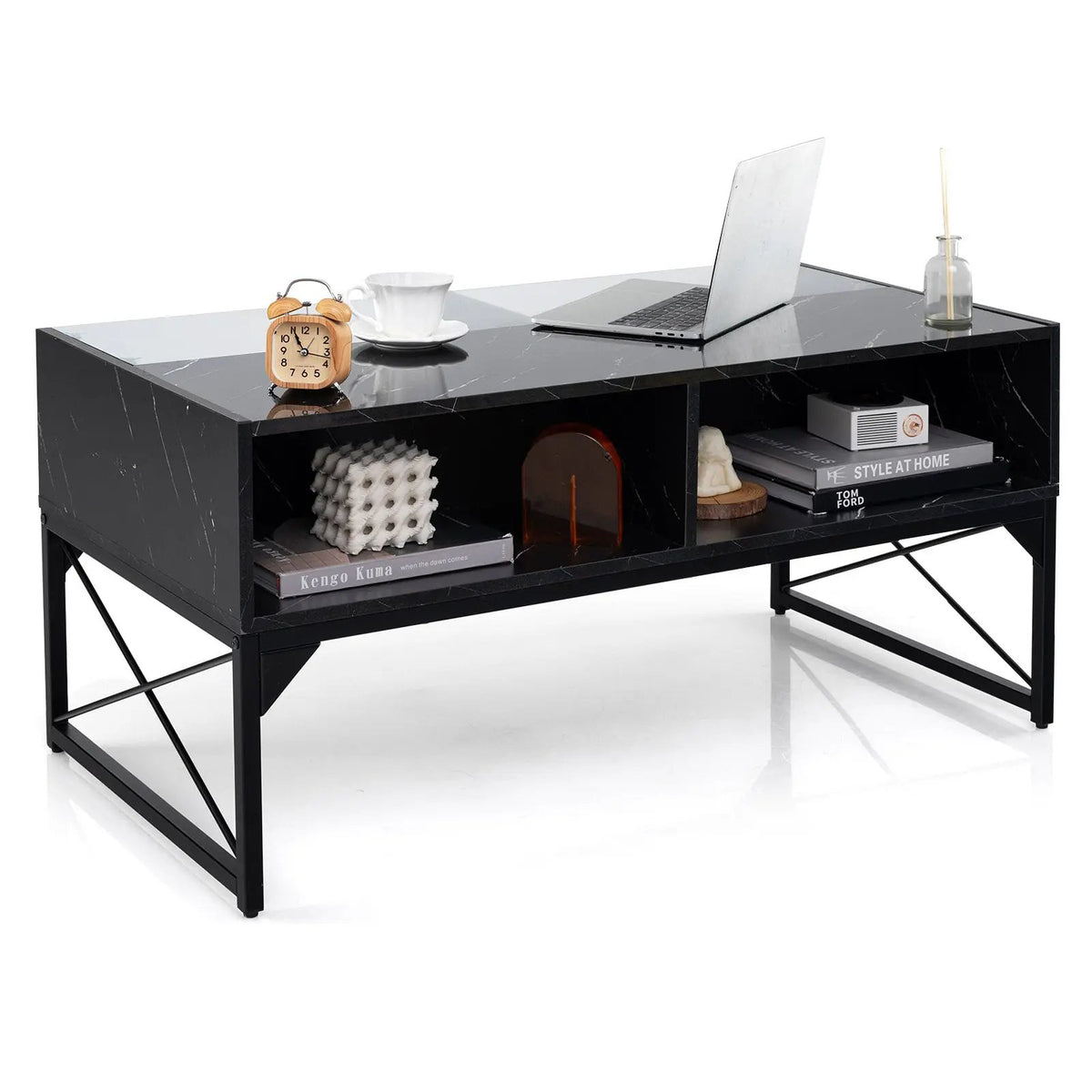 Center Table with Faux Marble and Tempered Glass Top, photo 7 of 9