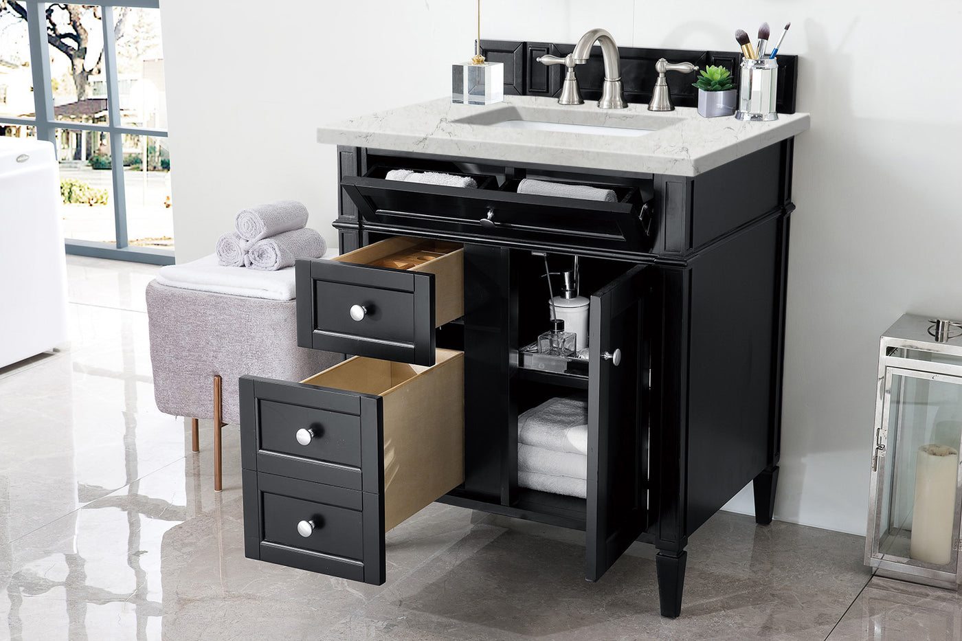 James Martin Brittany 30" Single Bathroom Vanity, Black Onyx, view 35