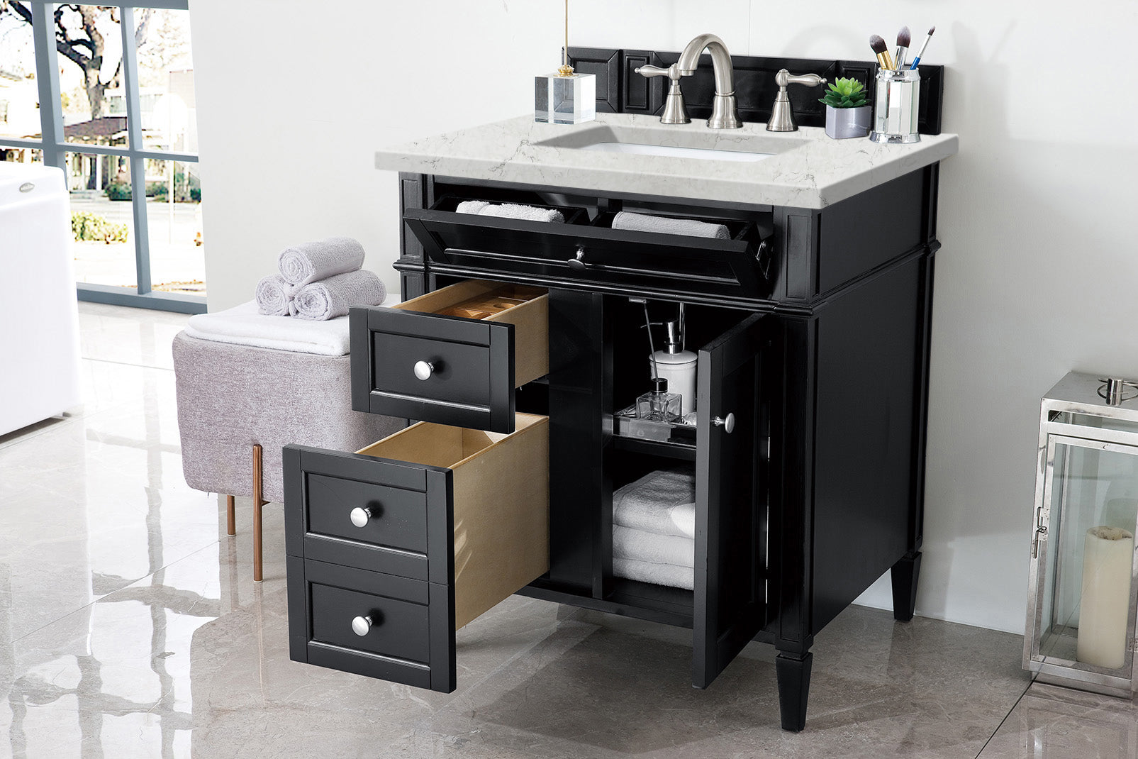 James Martin Brittany 30" Single Bathroom Vanity, Black Onyx, view 35