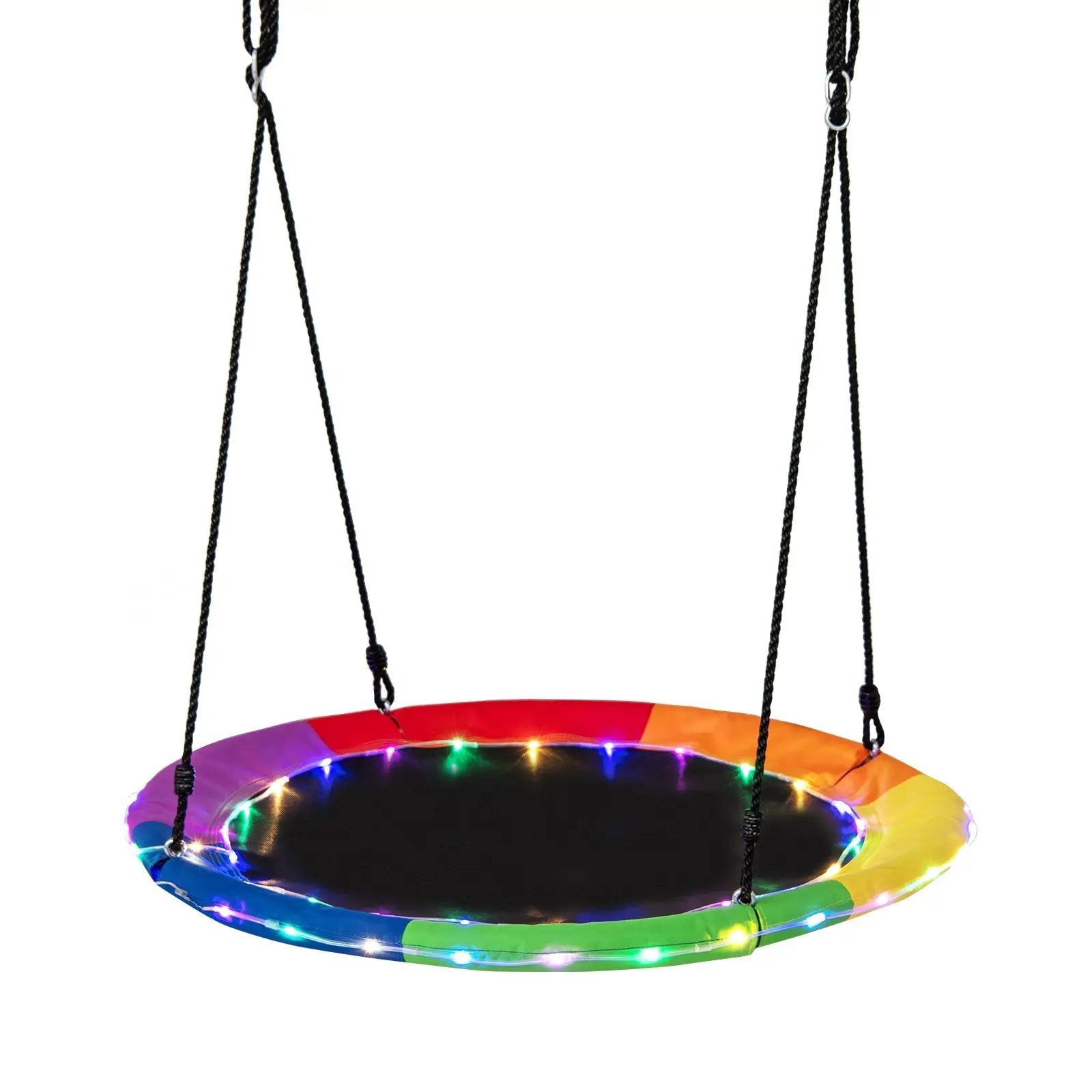 40 Inches Saucer Tree Swing Round with Lights for Kids and Adults by DirectDeals