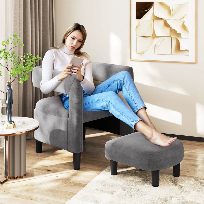 Comfy Accent Armchair with Footrest-Gray by DirectDeals