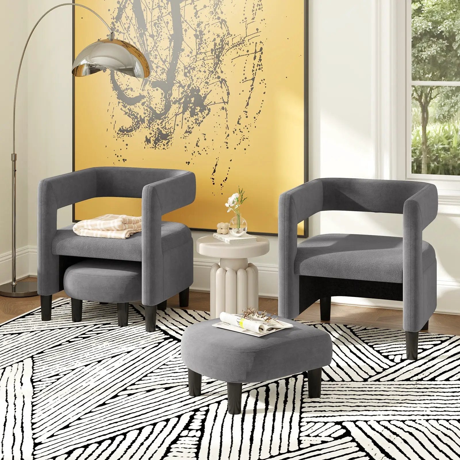 Comfy Accent Armchair with Footrest-Gray by DirectDeals