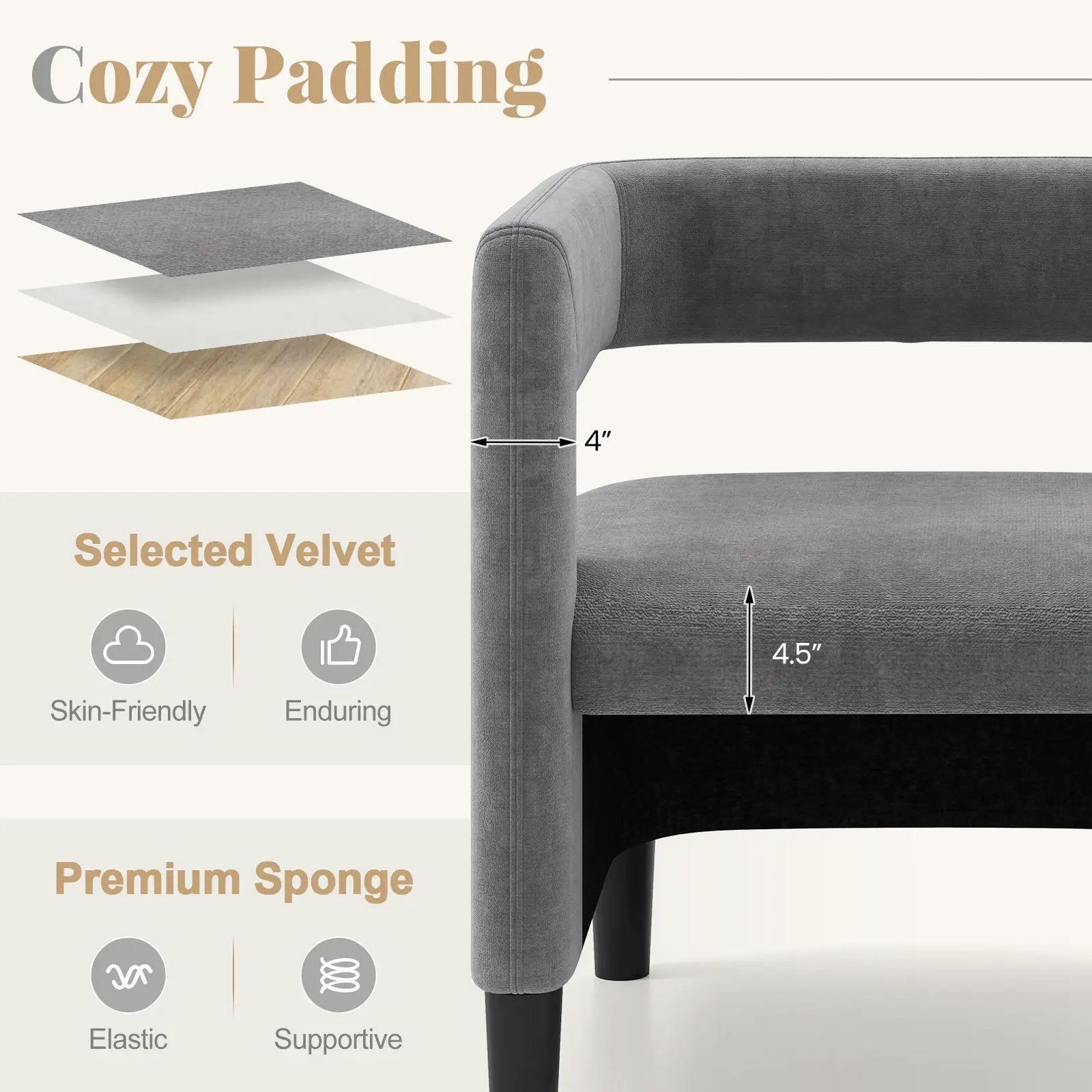 Comfy Accent Armchair with Footrest-Gray by DirectDeals
