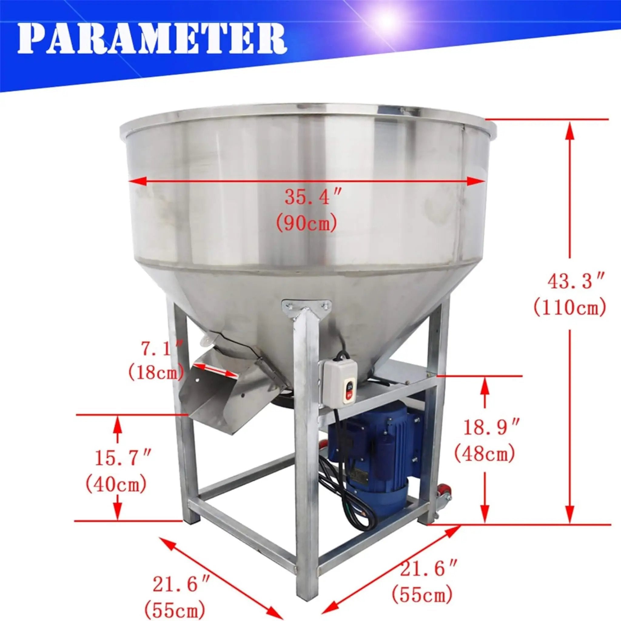 Commercial 110V 4KW Stainless Steel Vertical Feed Mixer Blender [NO PLUG] (SAK40326) by SAKSBY WHOLESALE