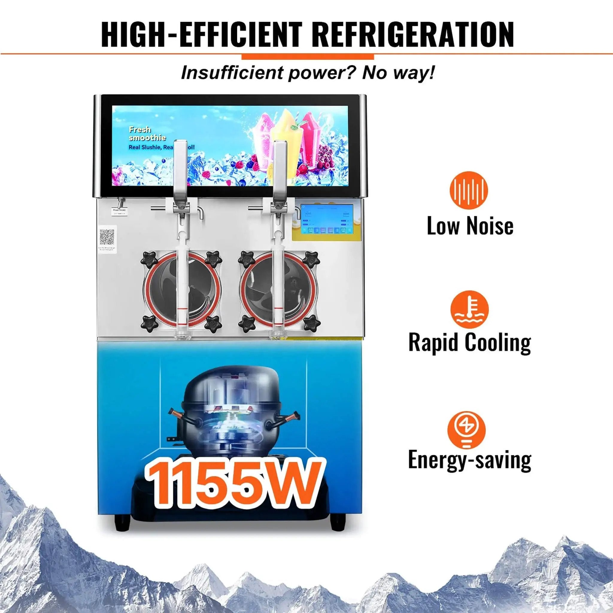 16L Commercial 1155W Double Bowl Stainless Steel Slushy Margarita Machine (SAK98402) by SAKSBY WHOLESALE
