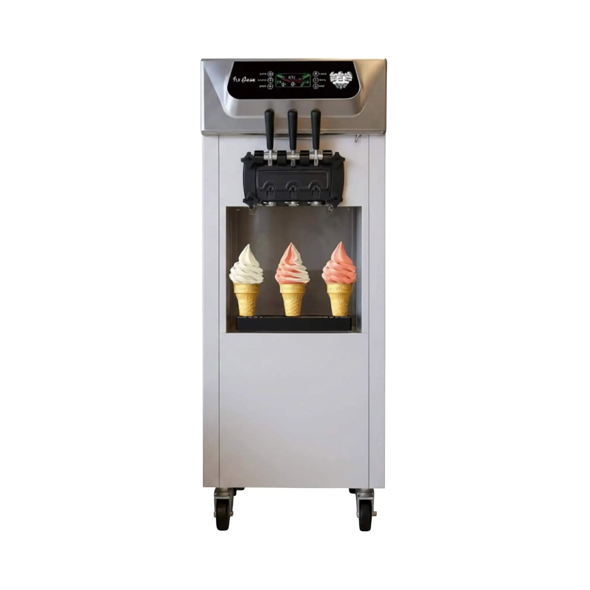 Commercial 2200W 3-Flavor Freestanding Soft Serve Ice Cream Machine With Auto Clean (SAK83517) by SAKSBY WHOLESALE