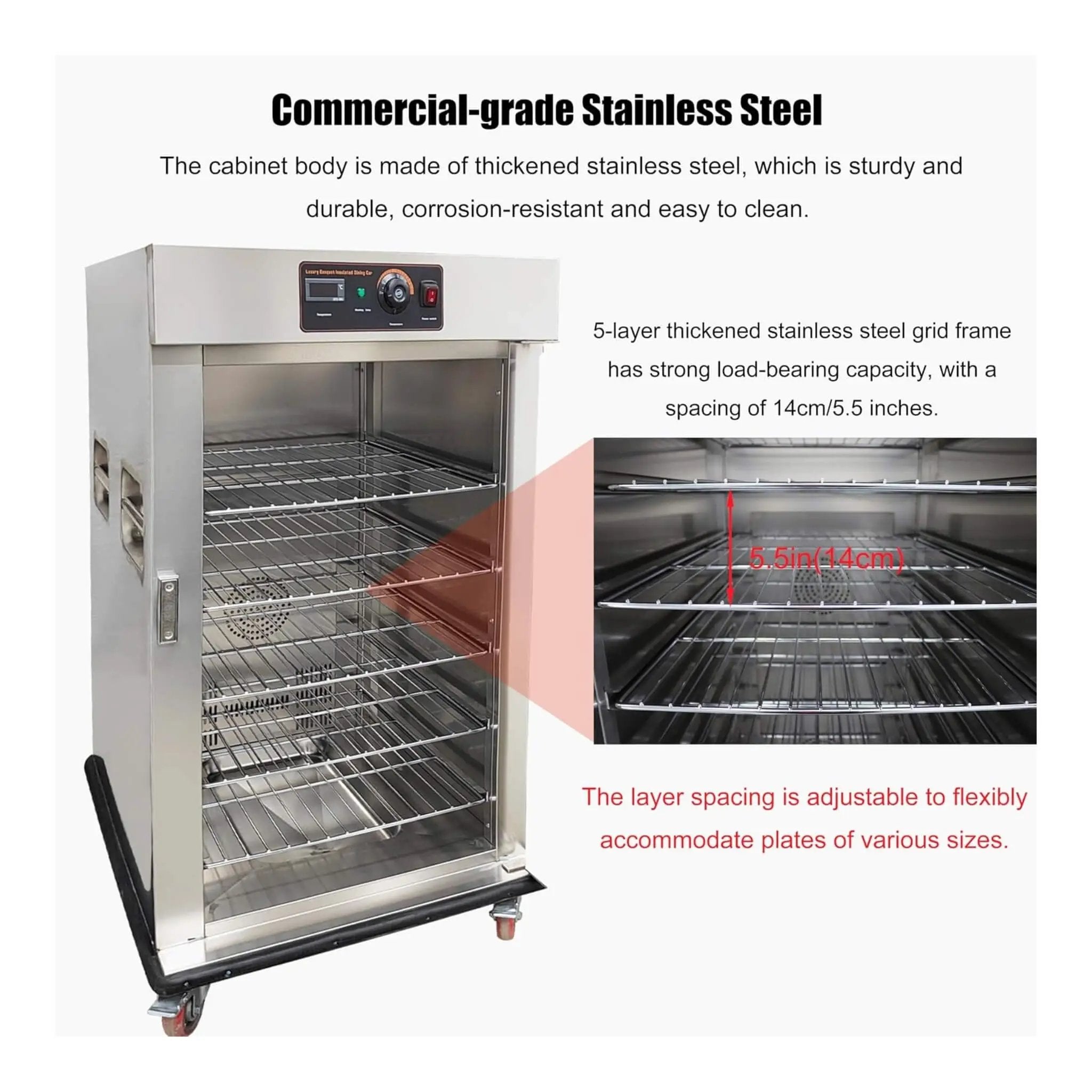 Commercial 220V 5-Layer Food Heating Cabinet With Glass Door (SAK17830) by SAKSBY WHOLESALE