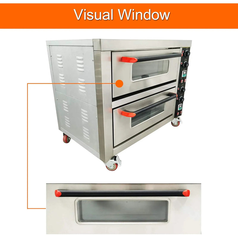 6400W Commercial Electric Double Deck Convection Baking Pizza Oven (SAK37281) by SAKSBY WHOLESALE