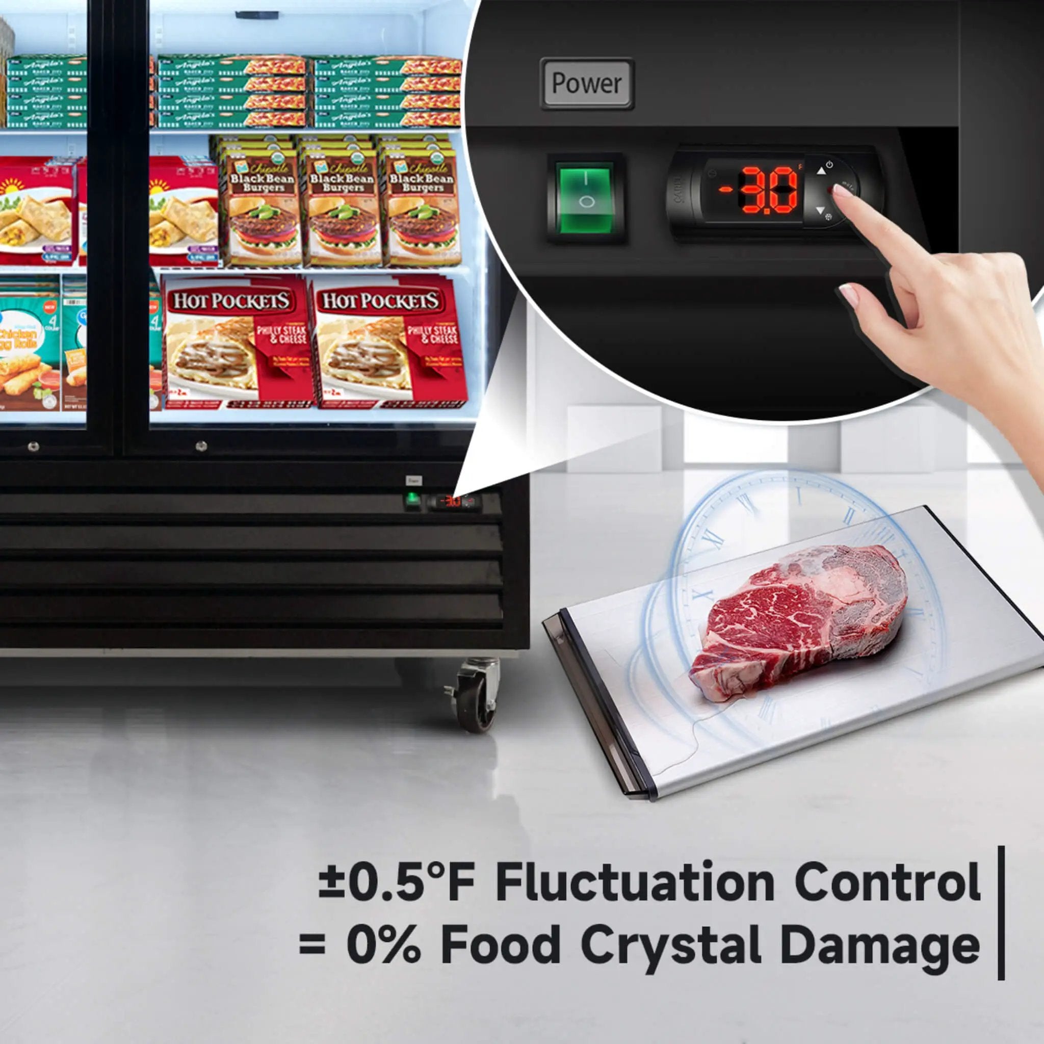 Commercial 70 Cu.Ft Reach-In Glass Door Merchandiser Freezer With LED Top Panel And Swing Door (SAK43890) by SAKSBY WHOLESALE