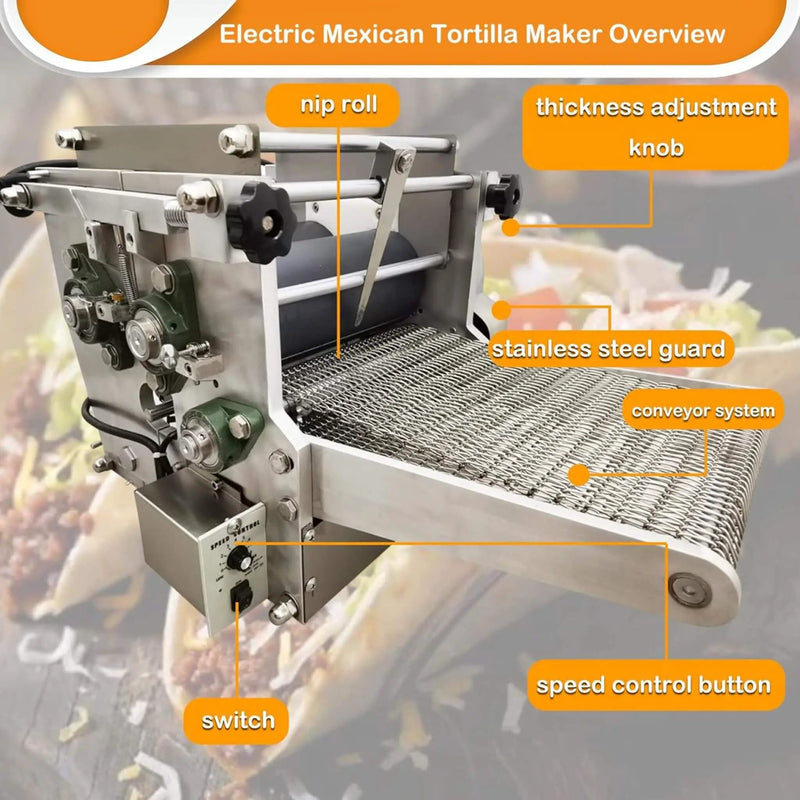 Heavy-Duty Commercial Automatic Corn Tortilla Making Machine (SAK60513) by SAKSBY WHOLESALE