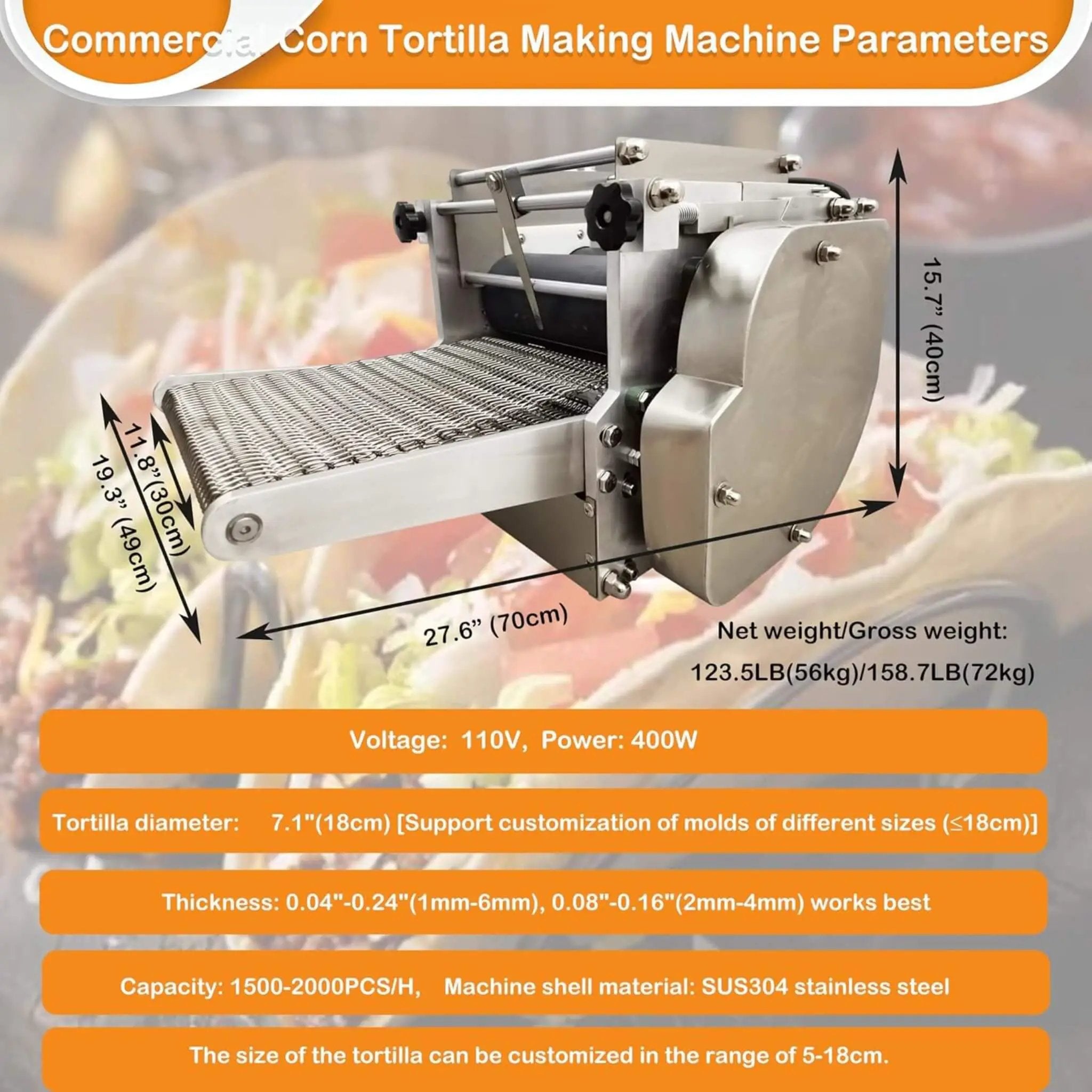 Heavy-Duty Commercial Automatic Corn Tortilla Making Machine (SAK60513) by SAKSBY WHOLESALE