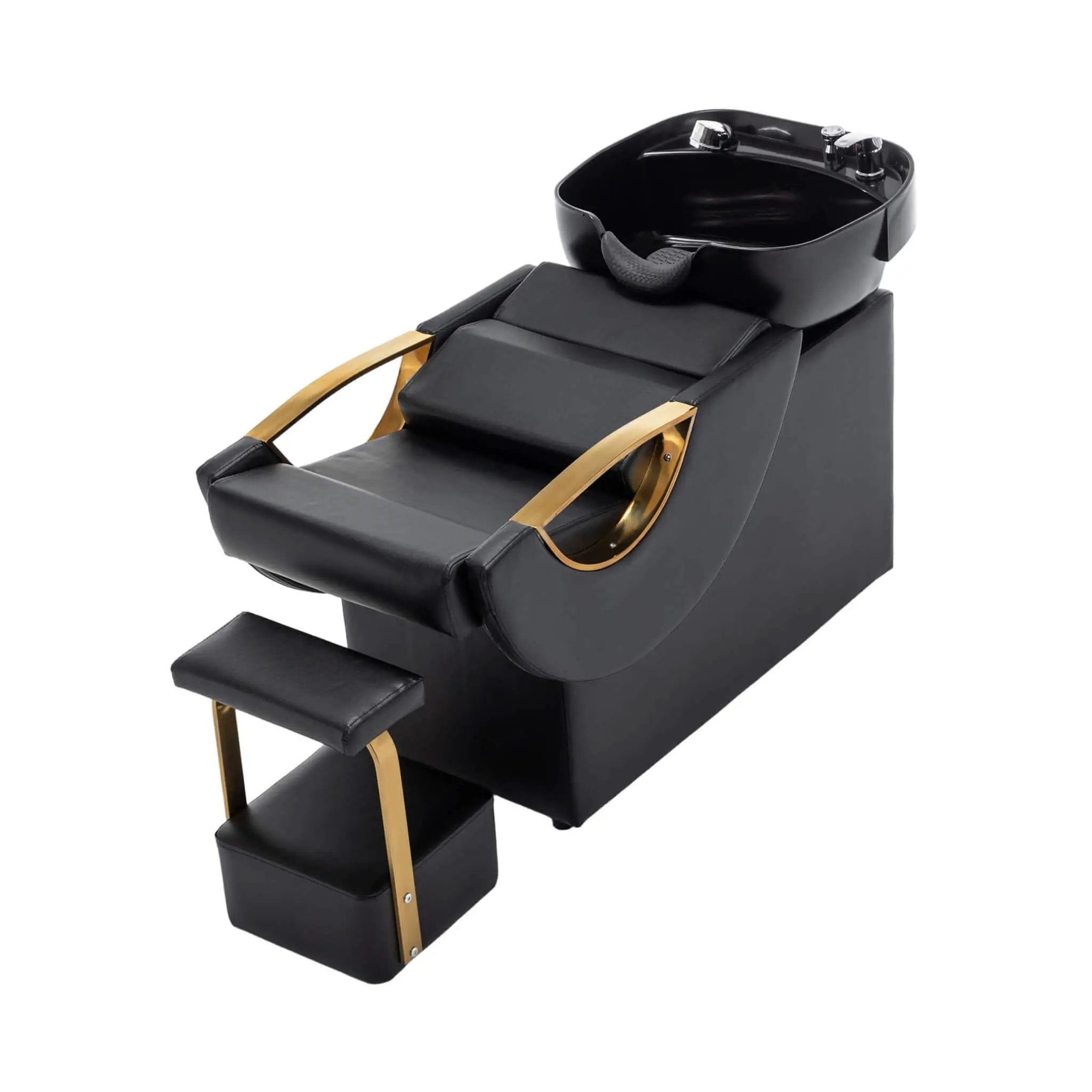 Commercial Black And Gold Shampoo Bowl Chair Set With Footrest (SAK43716) by SAKSBY WHOLESALE