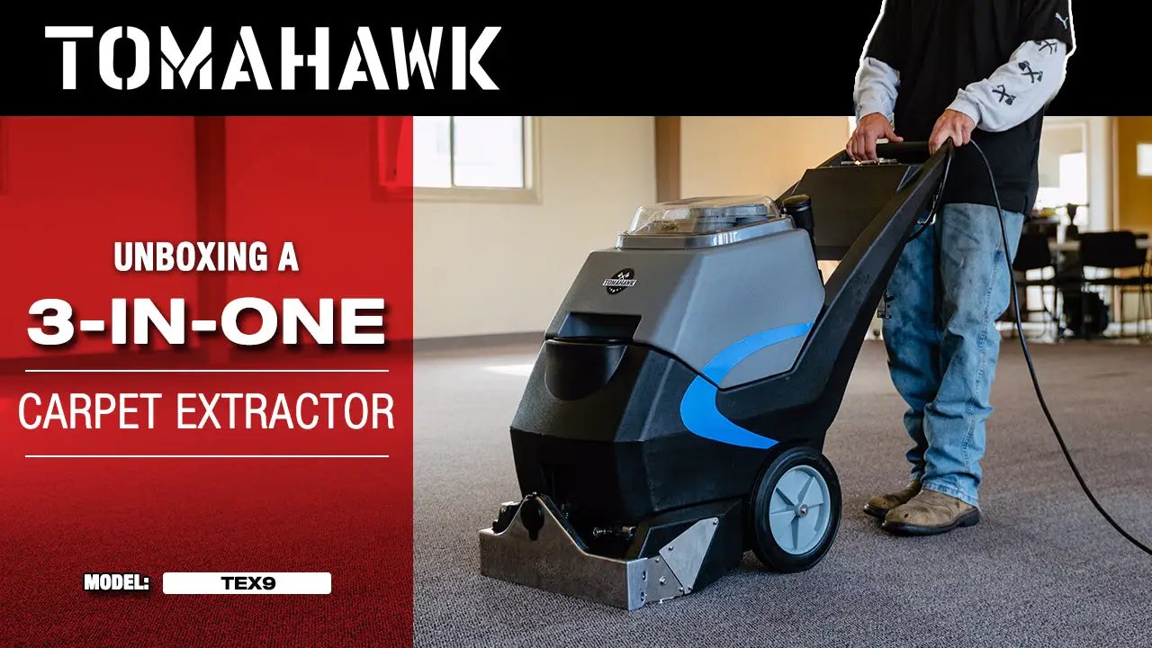 3-in-1 Commercial Carpet Extractor Cleaner, 18” Width, 9 Gallon Dual Tanks, Dual 1000W Motors for Hotels, Offices & Upholstery by Tomahawk Power