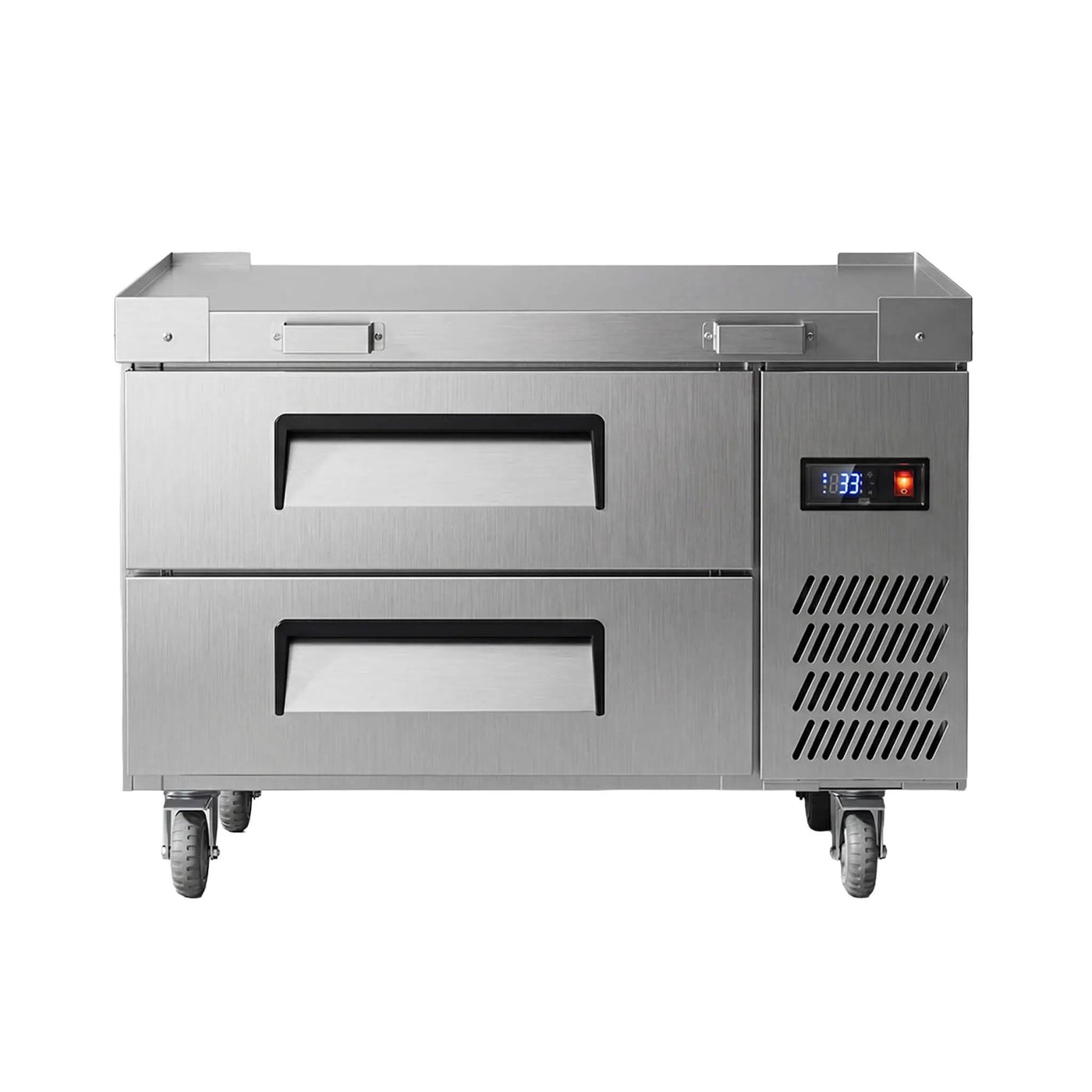 Commercial Double Drawer Undercounter Worktop Fridge With Chef Base & Wheels (SAK80596) by SAKSBY WHOLESALE