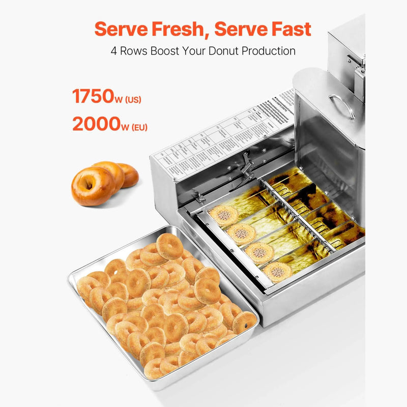 Commercial Fully-Automatic 4-Row Stainless Steel Donut Maker Machine (SAK96740) by SAKSBY WHOLESALE