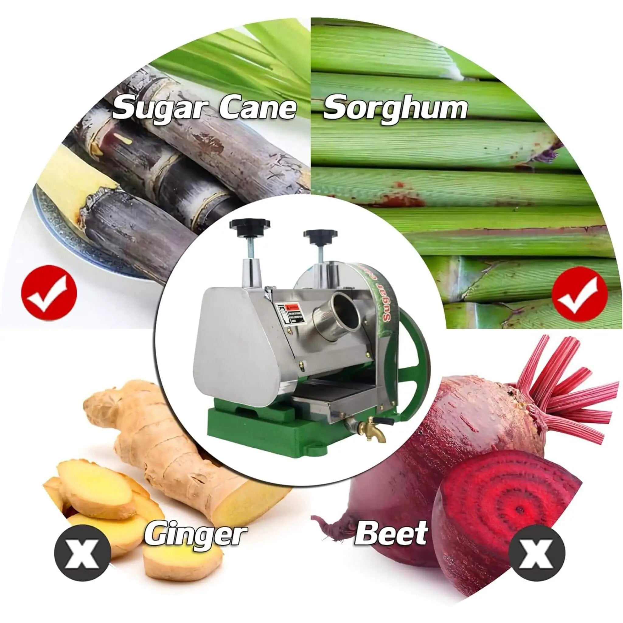 Heavy-Duty Commercial Manual Stainless Steel Sugar Cane Juicer (SAK81426) by SAKSBY WHOLESALE