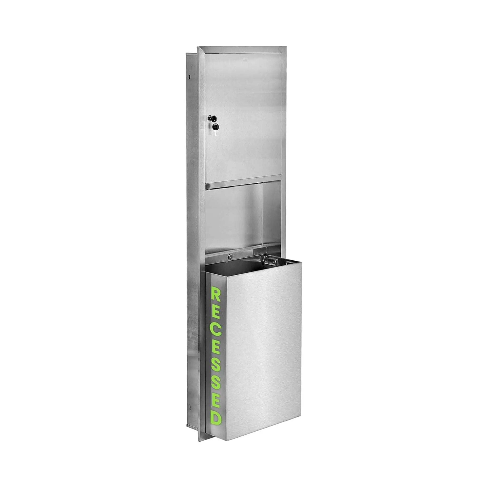 Commercial Recessed Paper Towel Dispenser With 12-Gallon Wall Trash Can (SAK49261) by SAKSBY WHOLESALE