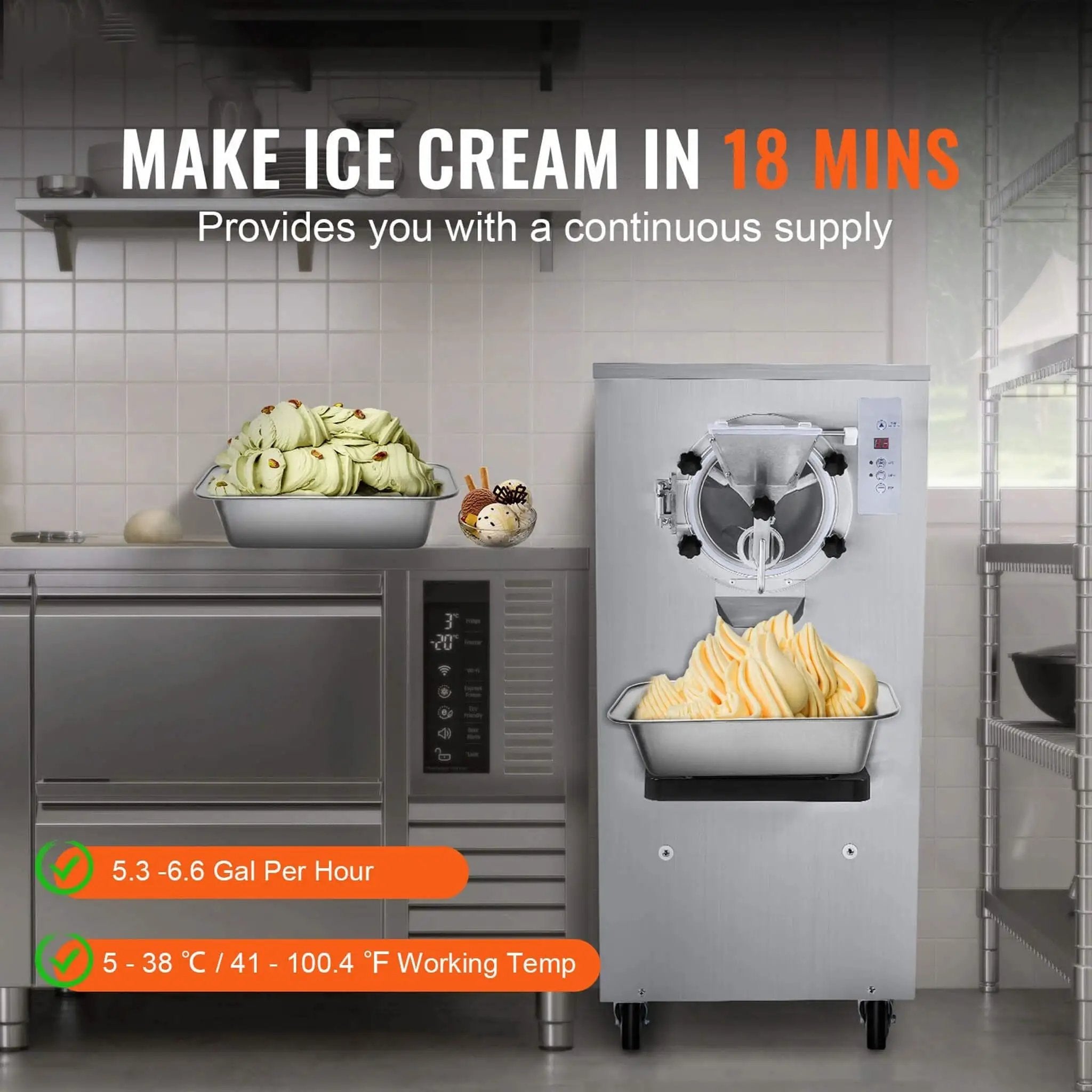 Commercial 20-25L/H Single-Flavor Hard Serve Stainless Steel Ice Cream Machine (SAK20782) by SAKSBY WHOLESALE