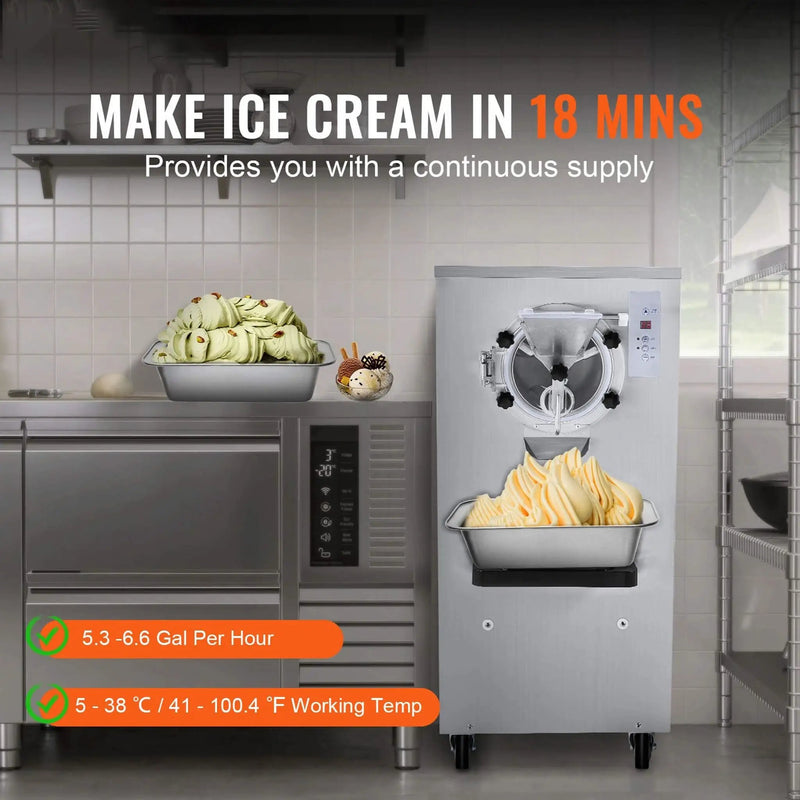 Commercial 20-25L/H Single-Flavor Hard Serve Stainless Steel Ice Cream Machine (SAK20782) by SAKSBY WHOLESALE