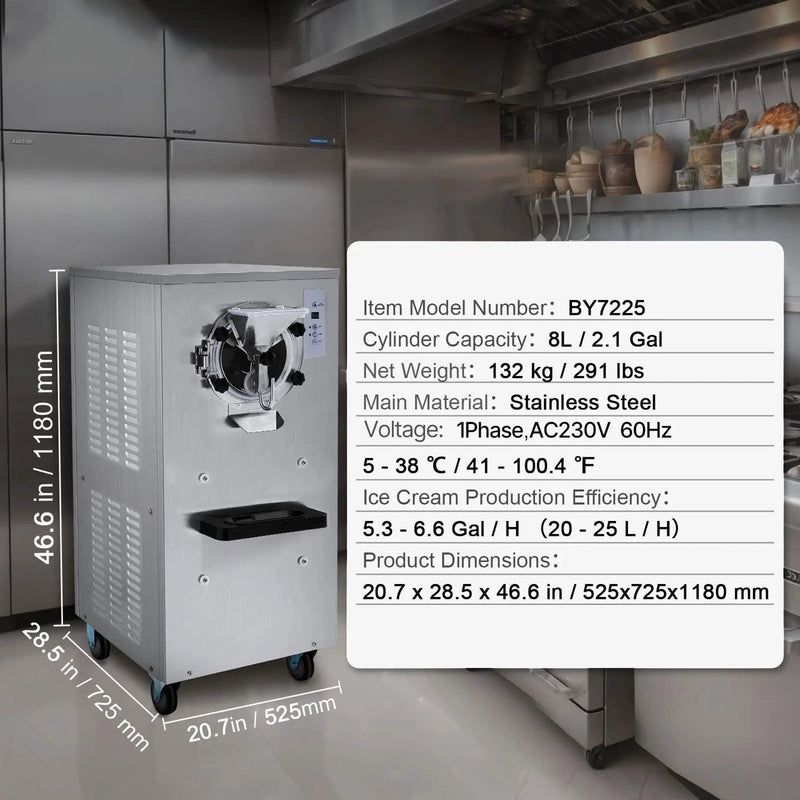 Commercial 20-25L/H Single-Flavor Hard Serve Stainless Steel Ice Cream Machine (SAK20782) by SAKSBY WHOLESALE