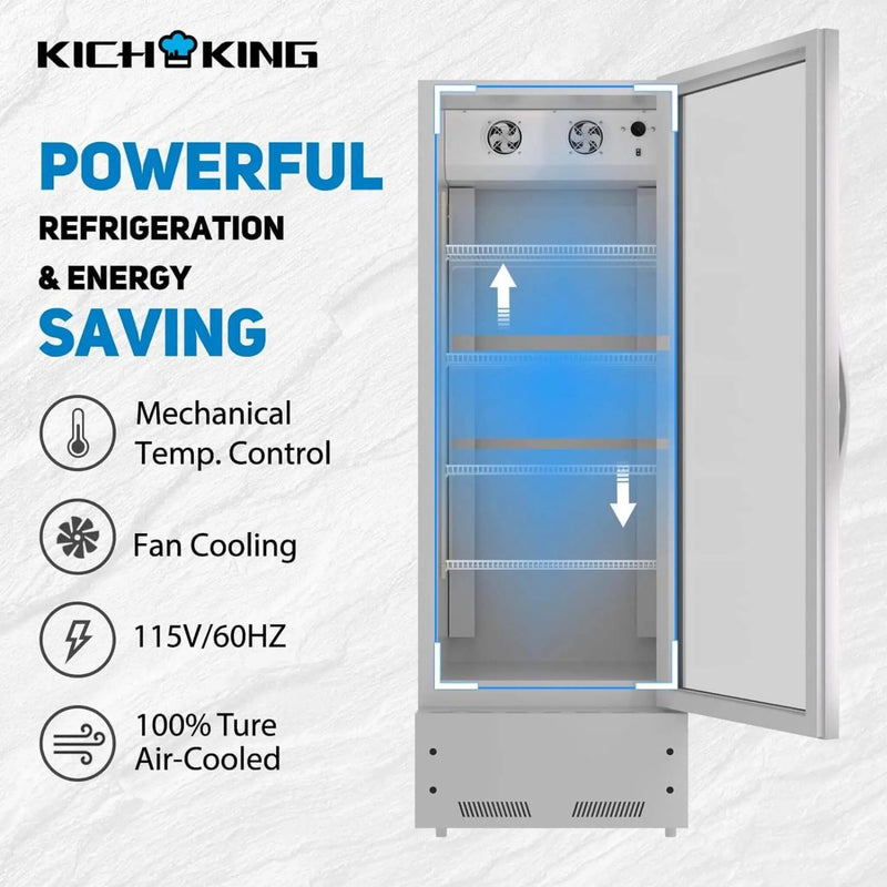 Commercial Single Glass Door Upright Beverage Cooler Refrigerator With LED Lighting (SAK24713) by SAKSBY WHOLESALE