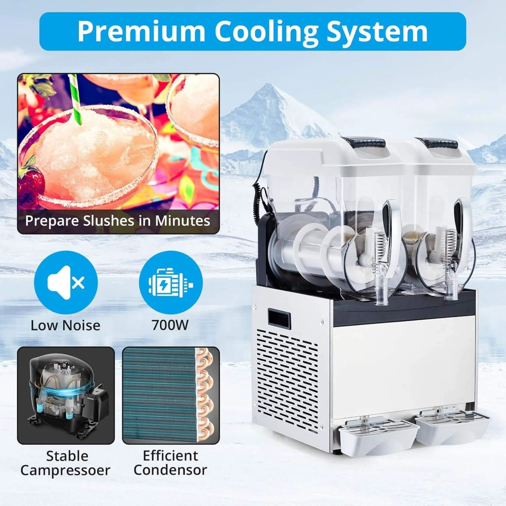 24L Commercial Stainless Steel Frozen Slush Machine With Auto Clean (SAK68047) by SAKSBY WHOLESALE
