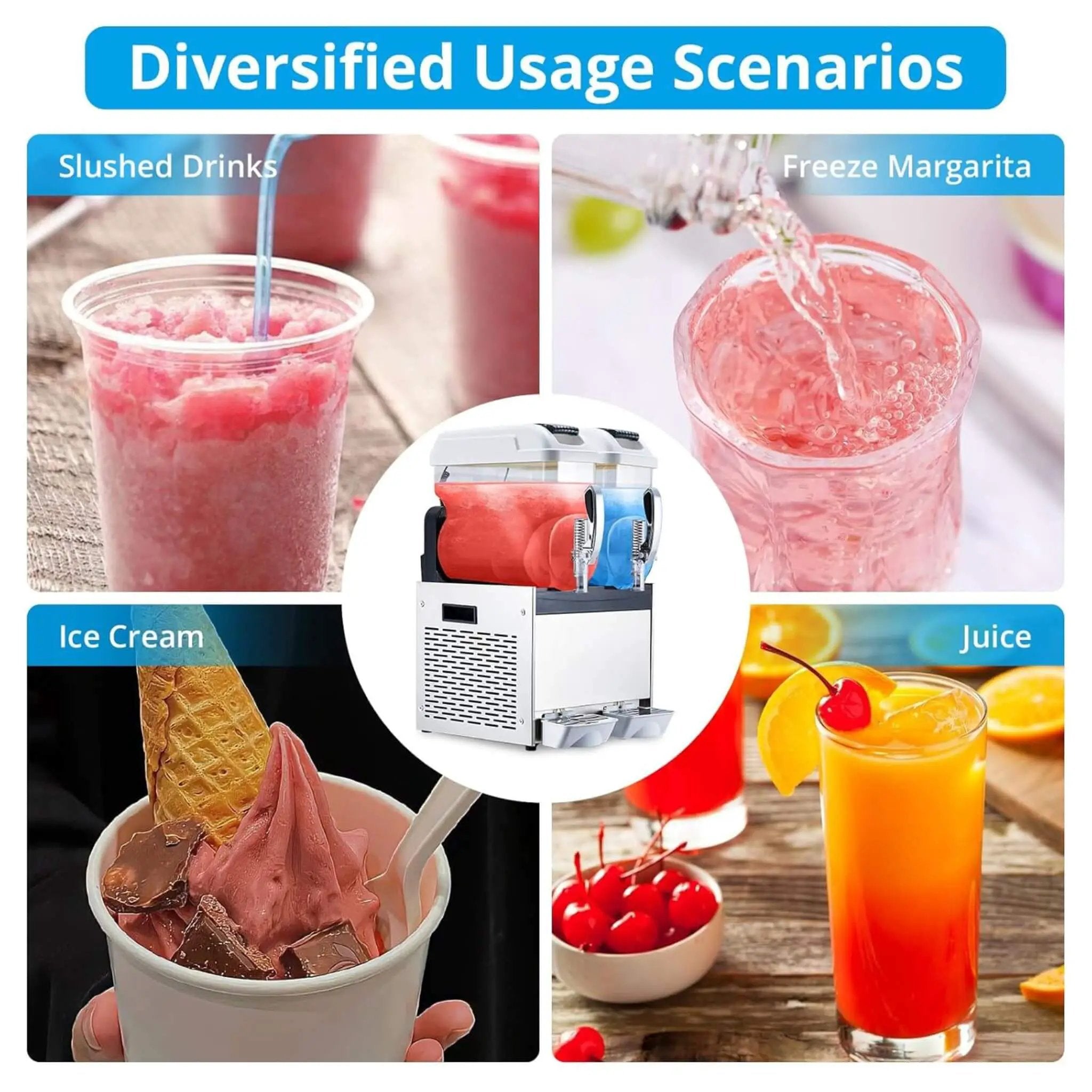 24L Commercial Stainless Steel Frozen Slush Machine With Auto Clean (SAK68047) by SAKSBY WHOLESALE