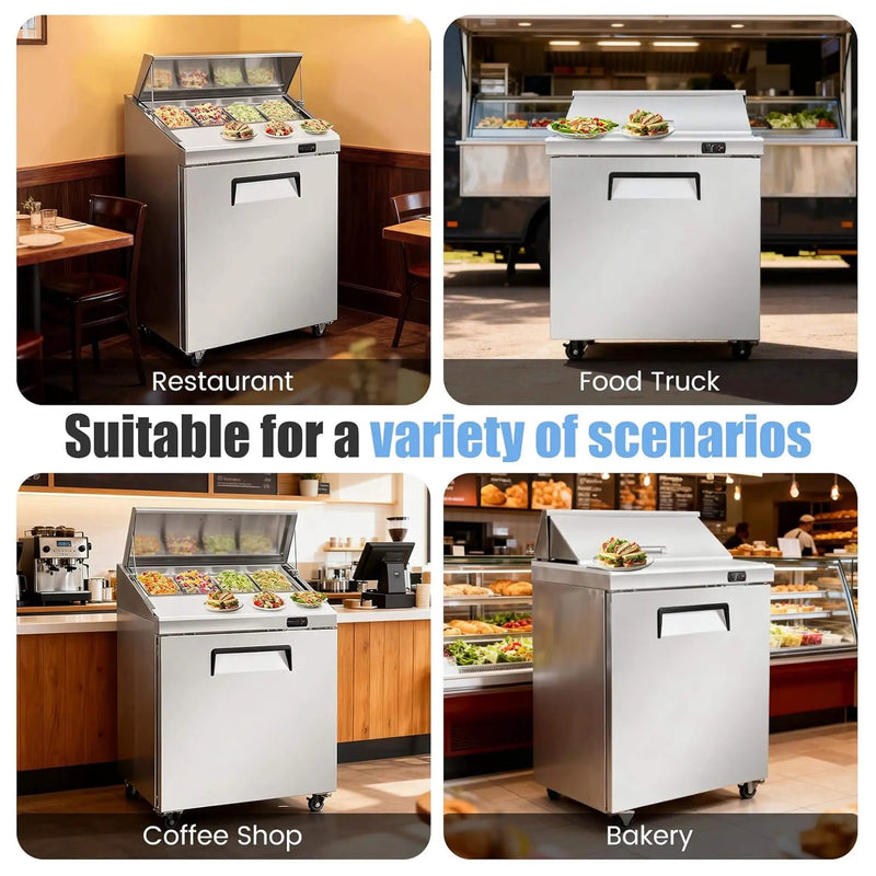Commercial Stainless Steel Sandwich Prep Table Refrigerator (SAK19586) by SAKSBY WHOLESALE