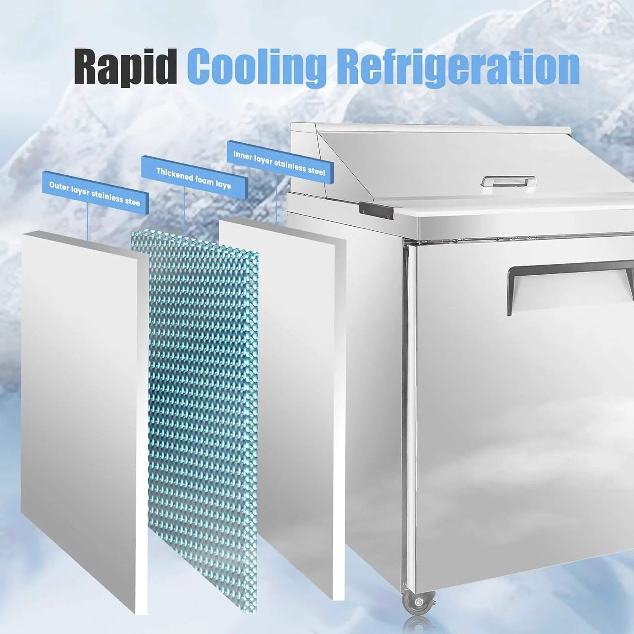 Commercial Stainless Steel Sandwich Prep Table Refrigerator (SAK19586) by SAKSBY WHOLESALE