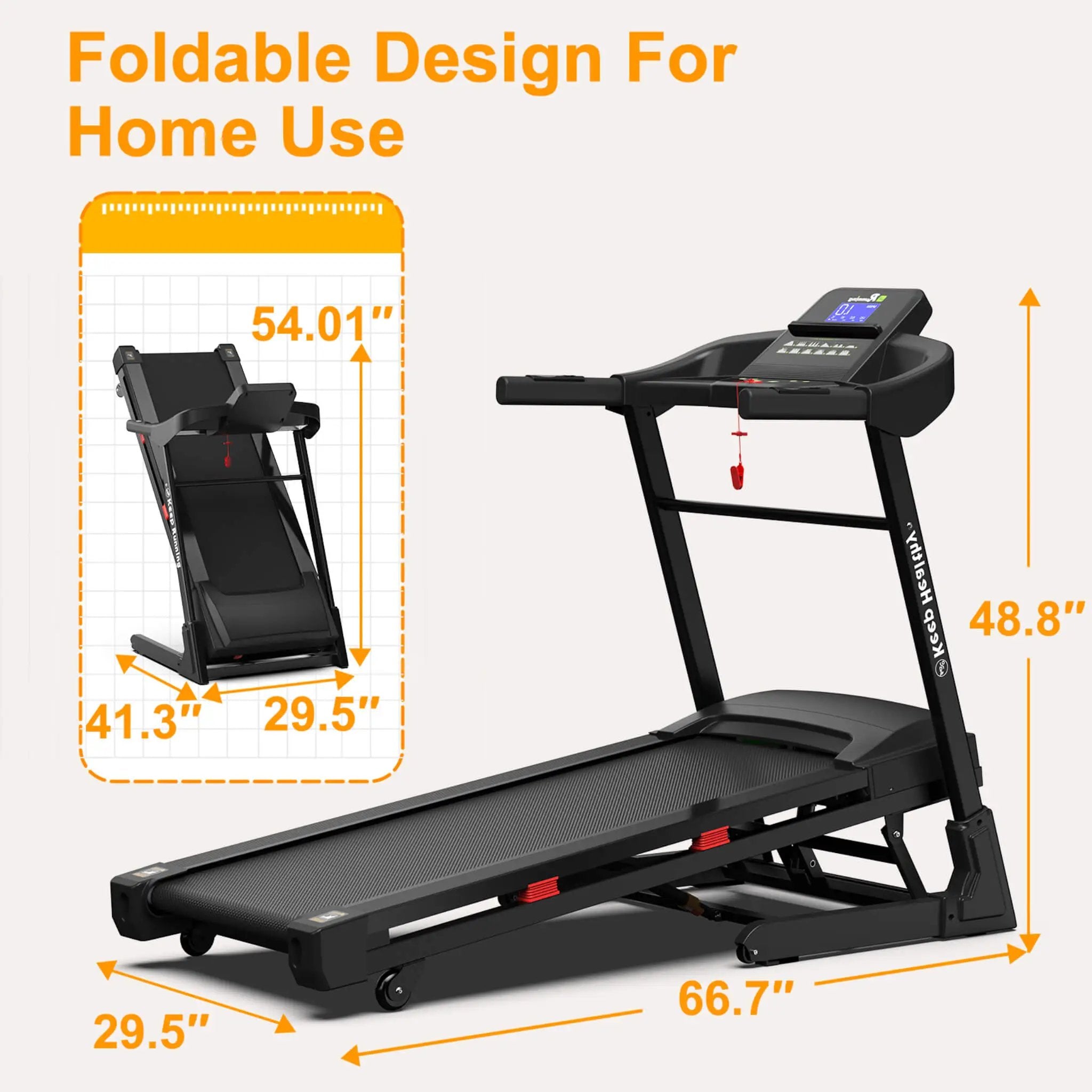 Rovix Compact 3.5HP Foldable Electric Treadmill With Bluetooth, LCD Display & 12 Pre-Set Running Programs (SAK25879) by SAKSBY WHOLESALE