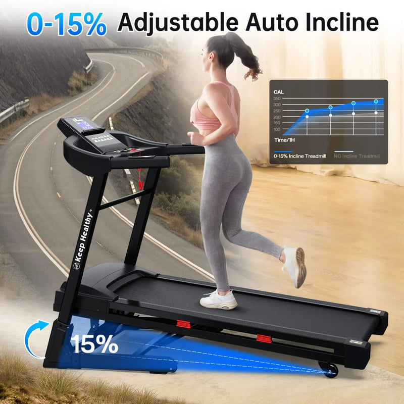 Rovix Compact 3.5HP Foldable Electric Treadmill With Bluetooth, LCD Display & 12 Pre-Set Running Programs (SAK25879) by SAKSBY WHOLESALE