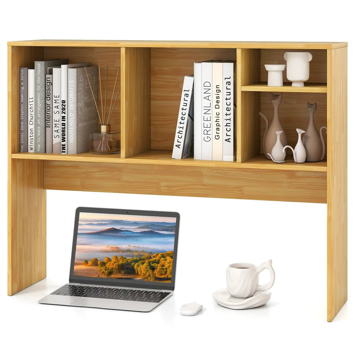 Computer Desktop Bookcase with 4 Cubbies and Open Back Compartment, photo 10 of 14