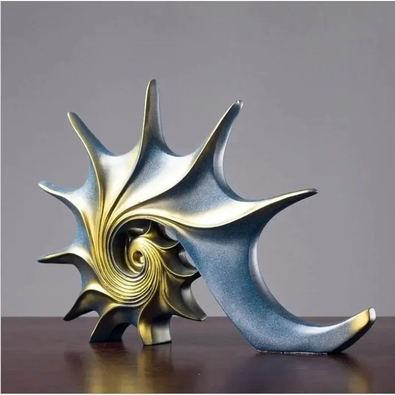 Modern Nautilus Conch Shell Sculpture Decorative Table Accent by House Of Avana