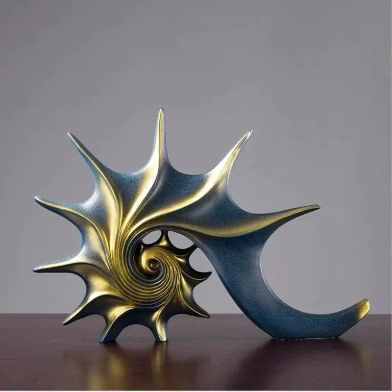 Modern Nautilus Conch Shell Sculpture Decorative Table Accent by House Of Avana