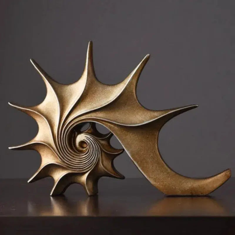 Modern Nautilus Conch Shell Sculpture Decorative Table Accent by House Of Avana