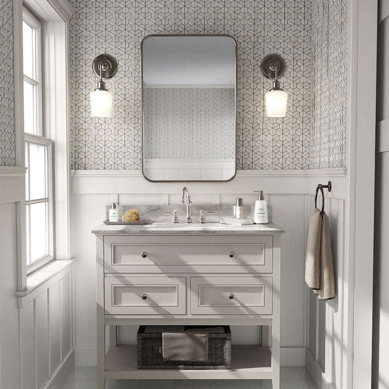 Concha Textured 3d Hexagon Limestone Mosaics 10 3/8x12 Limestone Textured 12x12 Mosaics — 2