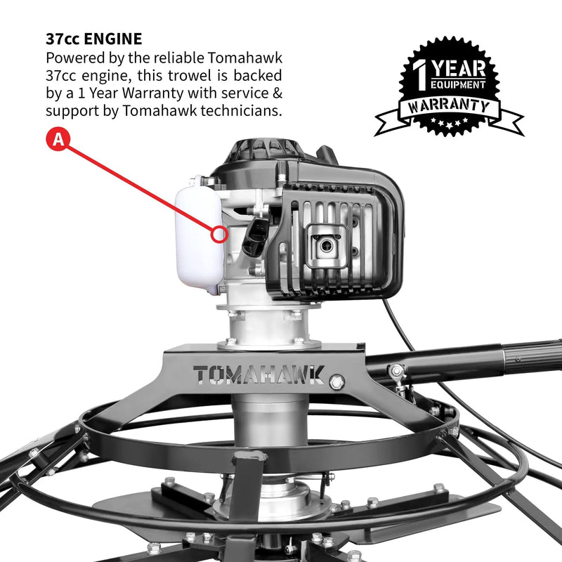 30" Portable Concrete Power Trowel with 18ft Bull Float Handle 37cc Engine by Tomahawk Power