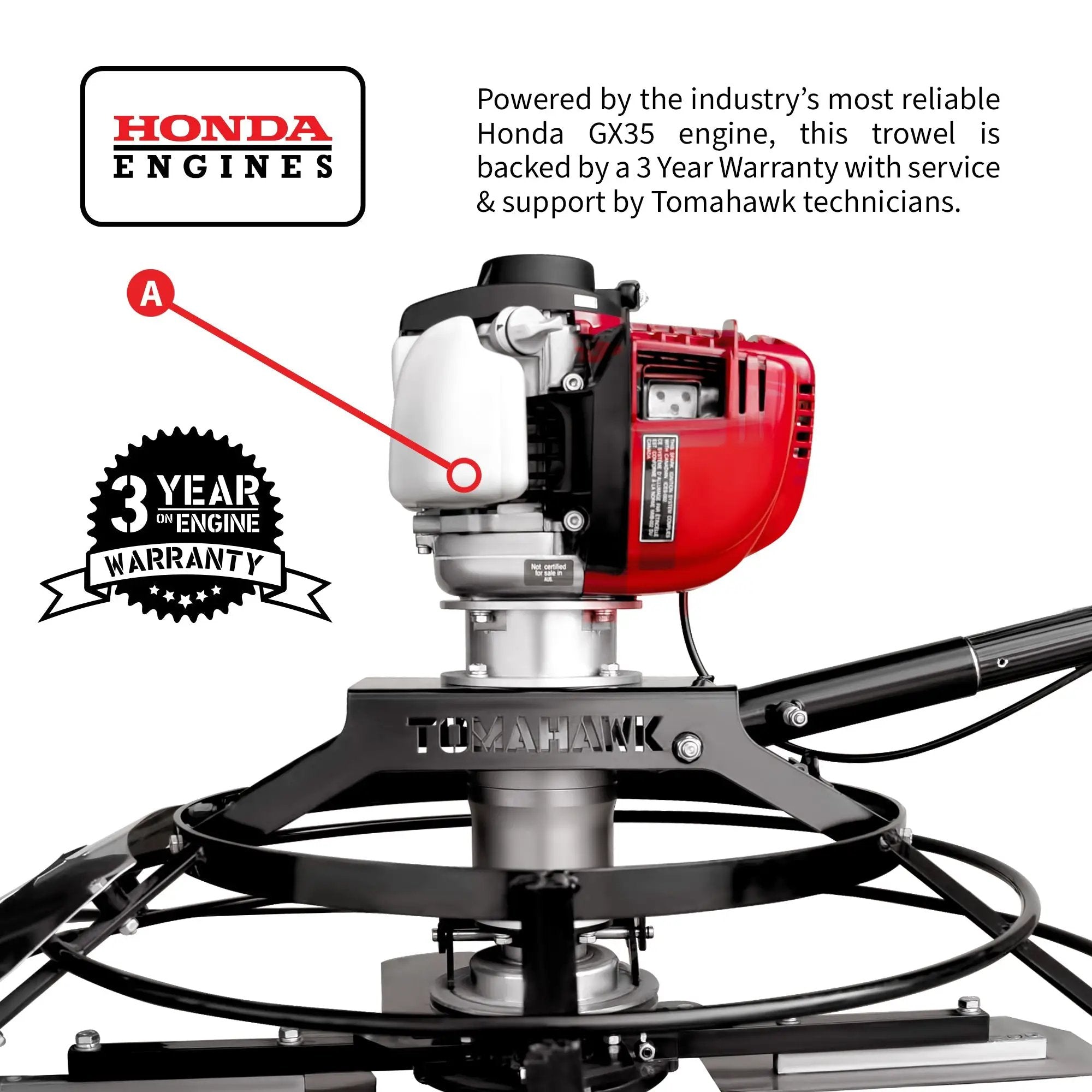30" Portable Honda Concrete Power Trowel with 18ft Bull Float Handle GX35 by Tomahawk Power