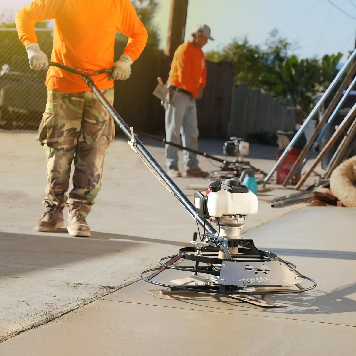 30" Portable Honda Concrete Power Trowel with 18ft Bull Float Handle GX35, installed in a room