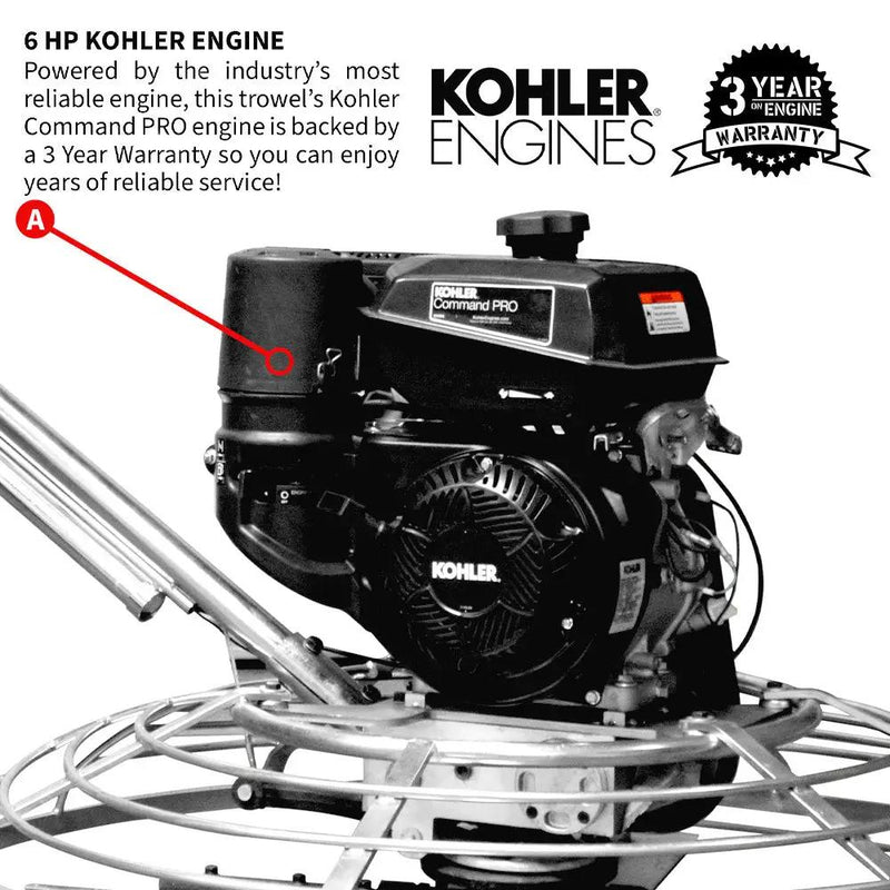 36" Concrete Power Trowel 6HP Kohler Float Pan Screed Edge Cement Finishing Tool by Tomahawk Power