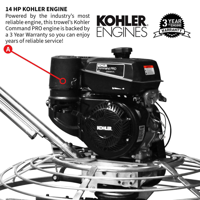46" Concrete Power Trowel 14HP Kohler Float Pan Screed Edge Cement Finishing Tool by Tomahawk Power
