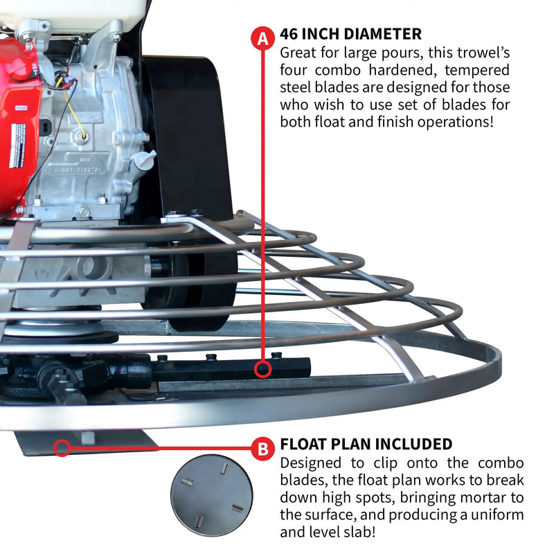 46" Concrete Power Trowel 13HP Honda with Float Pan Cement Finishing Tool by Tomahawk Power