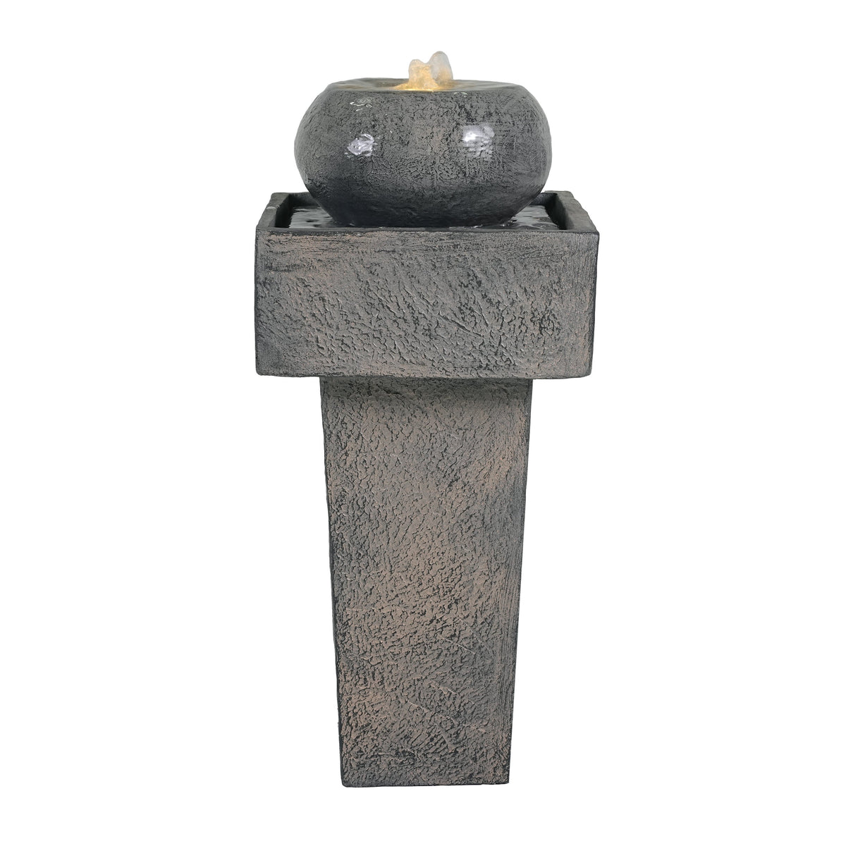 Concrete Orb Column Outdoor Water Fountain with LED, photo 4 of 9